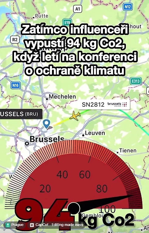 Letadlo mezi Bruselem a Prahou má vyšší emise než auto